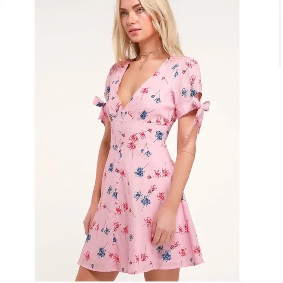 Lulus | Dresses | Nwt Lulus Lilly Light Pink Floral Mini Dress | Poshmark